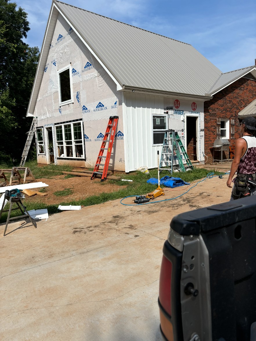 Before — Board-and-batten and shake siding install